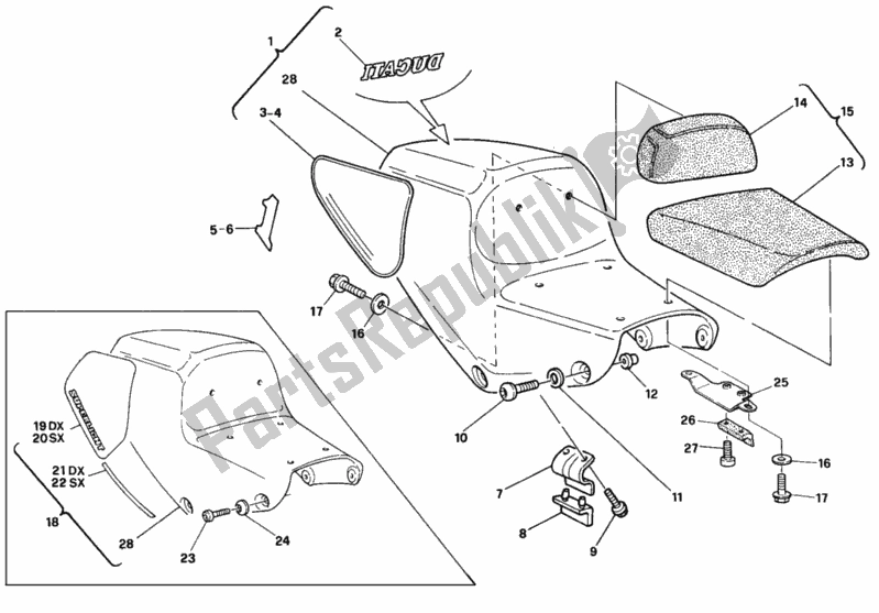 Toutes les pièces pour le Siège Super Léger du Ducati Supersport 900 SS 1994